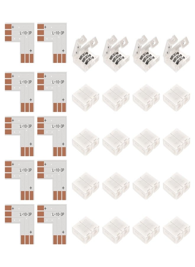 BTF-LIGHTING مجموعة BTF-LIGHTING من 10 موصلات زاوية قائمة على شكل حرف L، ثلاثية الأطراف، بعرض 10 مم (0.39 بوصة)، بدون لحام، لشرائط LED من طراز WS2811 وWS2812B وSK6812. لا تدعم شرائط LED ذات 144 مصباح LED/متر أو مصابيح ALTOVE LED. - Image 1